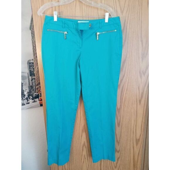 Michael Kors Ladies Blue/Turquoise Pants w/gold color zip pockets -Size 8 *Read - Picture 1 of 7